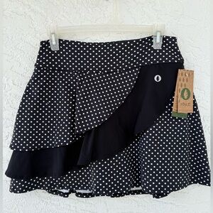 Dona Jo Black Skort Polka Dot Spin Pickleball Golf Tennis Size 2 Large NWT
